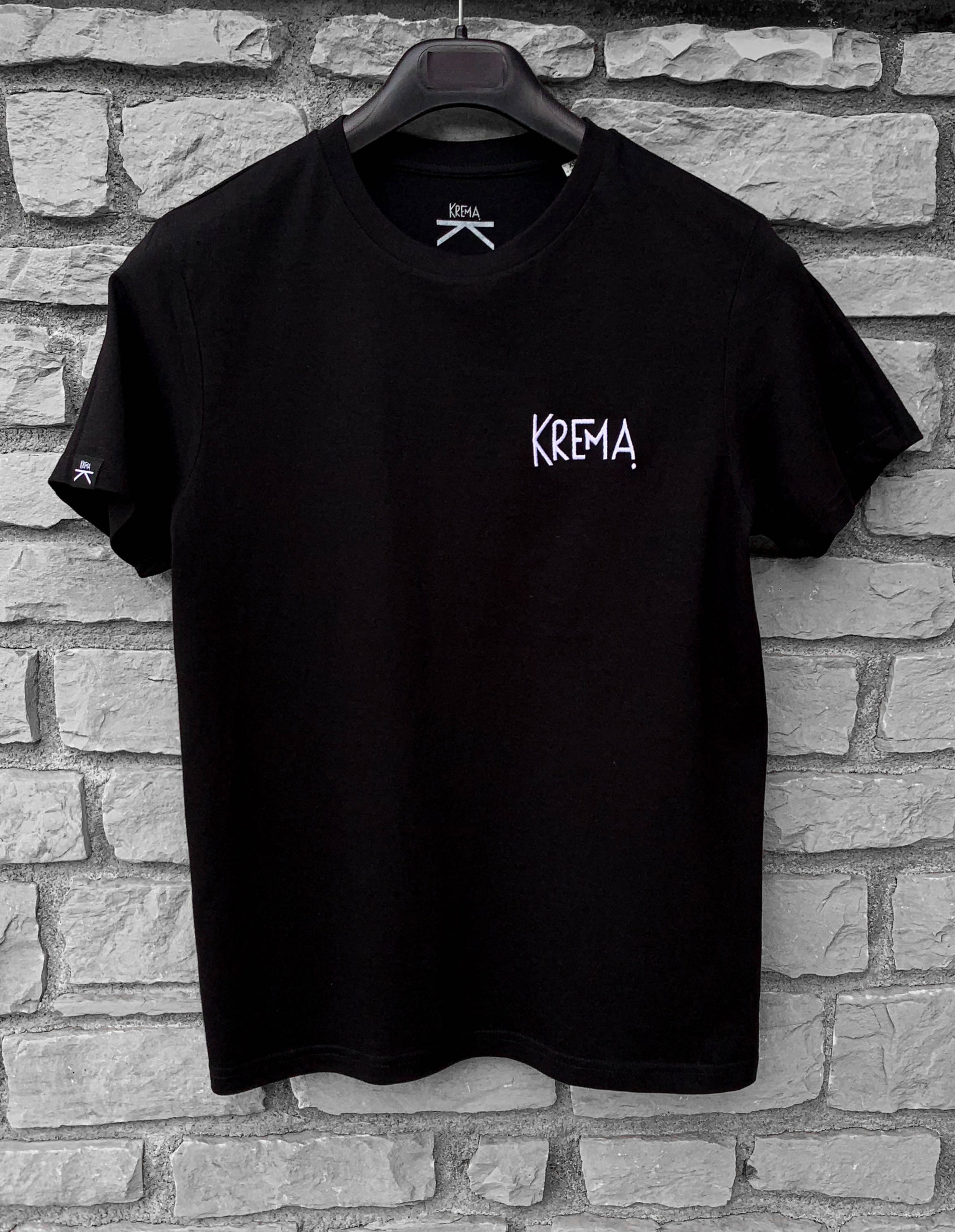 CAMISETA KREMA NEGRO BORDADO BLANCO